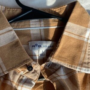 Peter Millar Brown and White Checkered Shirt